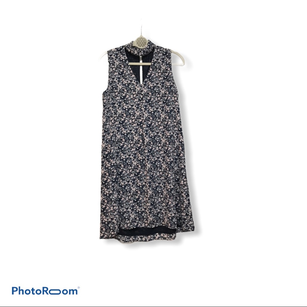 Floral High Neckline Dress